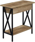 Convenience Concepts Tucson Flip Top End Table with Charging Station 23.75' - Modern Living Room Table with Storage Shelf, Side Table Side Table, Weathered Barnwood/Black