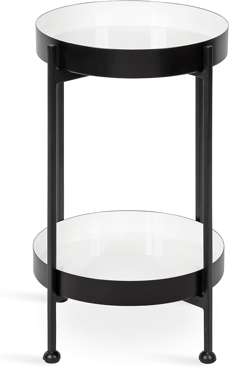 Kate and Laurel Nira Two-Tiered Modern Side Table, 15' x 15' x 24', White and Black, Chic Contemporary End Table for Storage and Decor