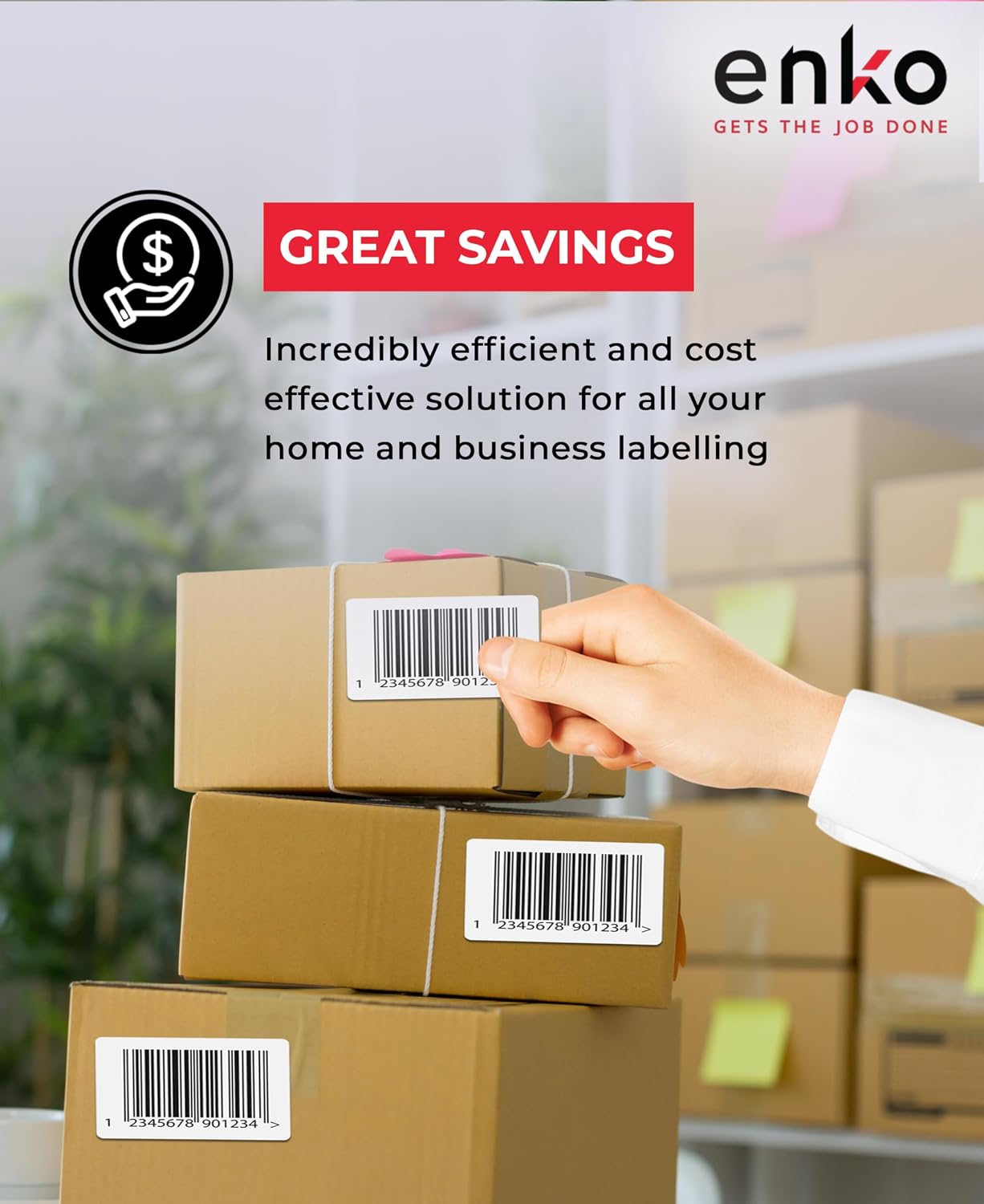 enKo 4' x 2' Labels for Zebra Desktop Printers (48 Rolls | 36,000 Labels) Direct Thermal Address Mailing Shipping Barcode FBA Stickers FNSKU Label for Zebra and Eltron (Perforated)