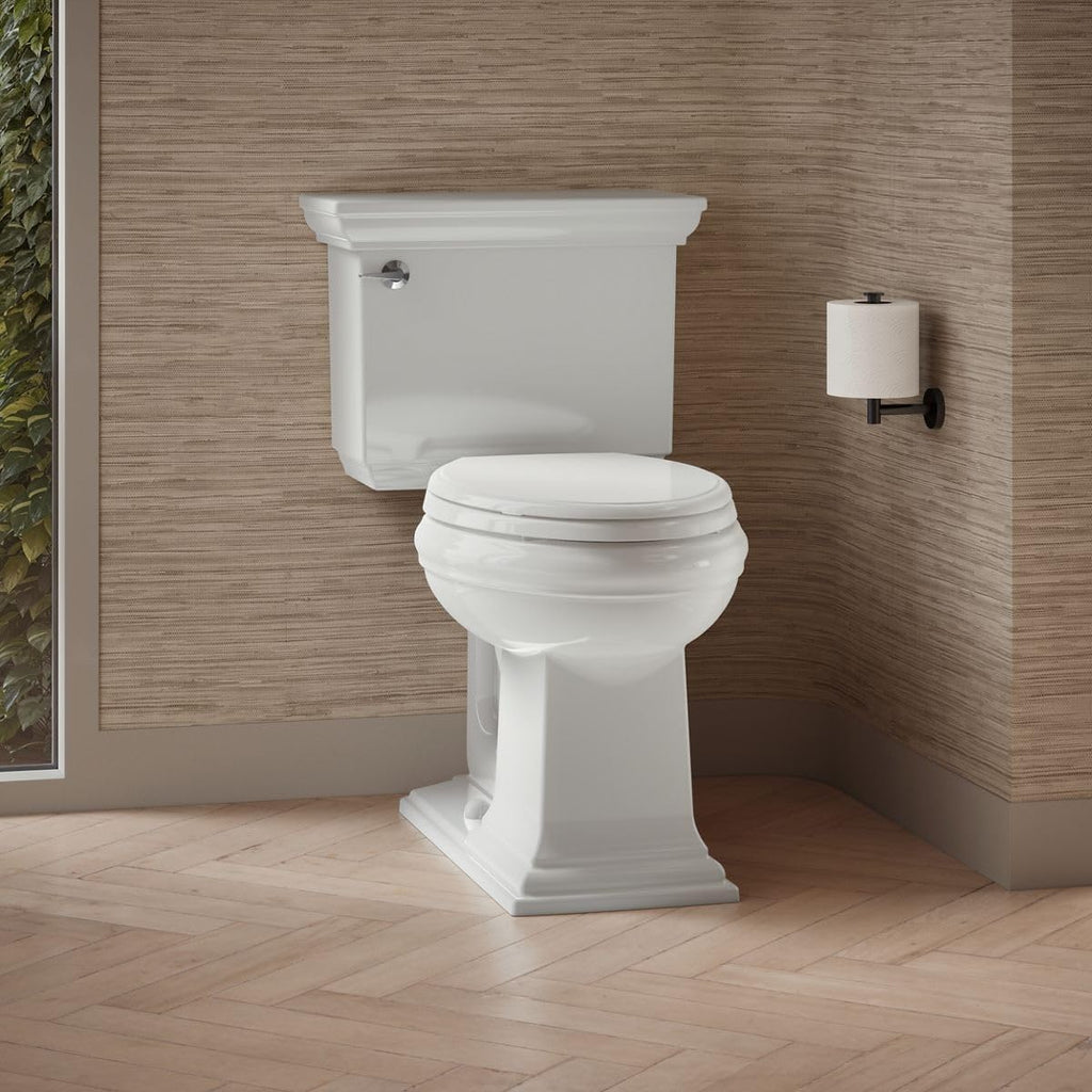 KOHLER K-3817-U-0 Memoirs Stately Comfort Height Two-Piece Elongated 1.28 Gpf Toilet with Aquapiston Flush Technology, Insuliner Tank Liner and Left-Hand Trip Lever, White