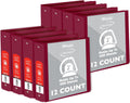 BAZIC Products 3 Ring Binder 3' View Binders Slant D Ring Organizer - Burgundy, Hold 600 Sheets Paper, for School Office Home, 12-Count