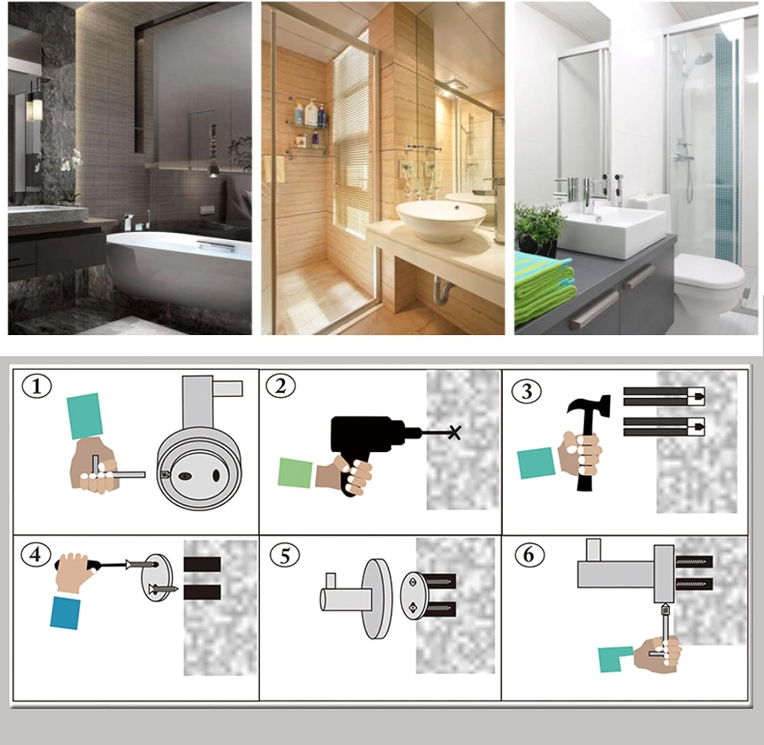 Towel Rail for Bathroom, 2-Tier Bath Towel Rack All Copper Towel Rail with Hooks Wall Mounted Towel Holder Towel Bar Rail for Kitchen Bathroom(Chrome,30cm-100cm)(SZ:70cm) (Color : Multi Colored, Siz