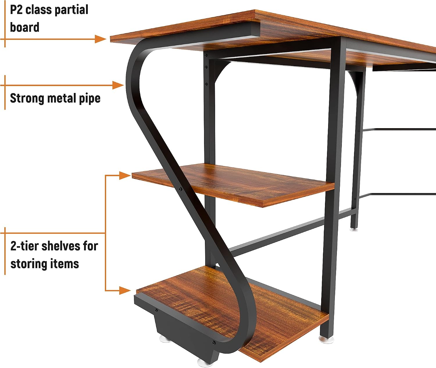 Weehom Reversible L Shaped Desk with Shelves Large Corner Computer Desk Gaming Desks for Home Office Writing Workstation Wooden Table,Rustic Brown