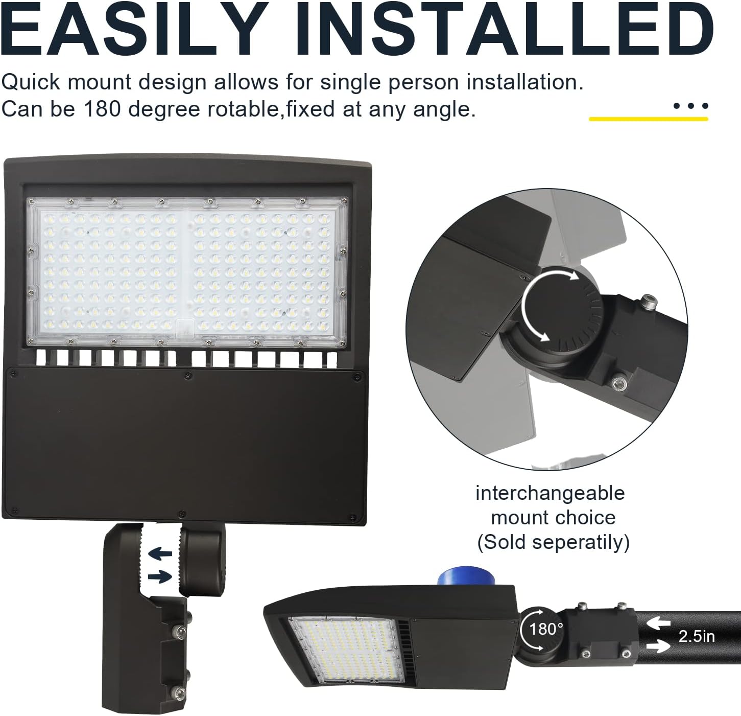 150W LED Parking Lot Light, 21000LM(140lm/w) LED Shoebox Area Light, 5700K Dimmable Commercial Outdoor Street Lighting (650W HID/HPS Equivalent) with Slip Fitter Mount, IP65 100-277VAC UL Listed