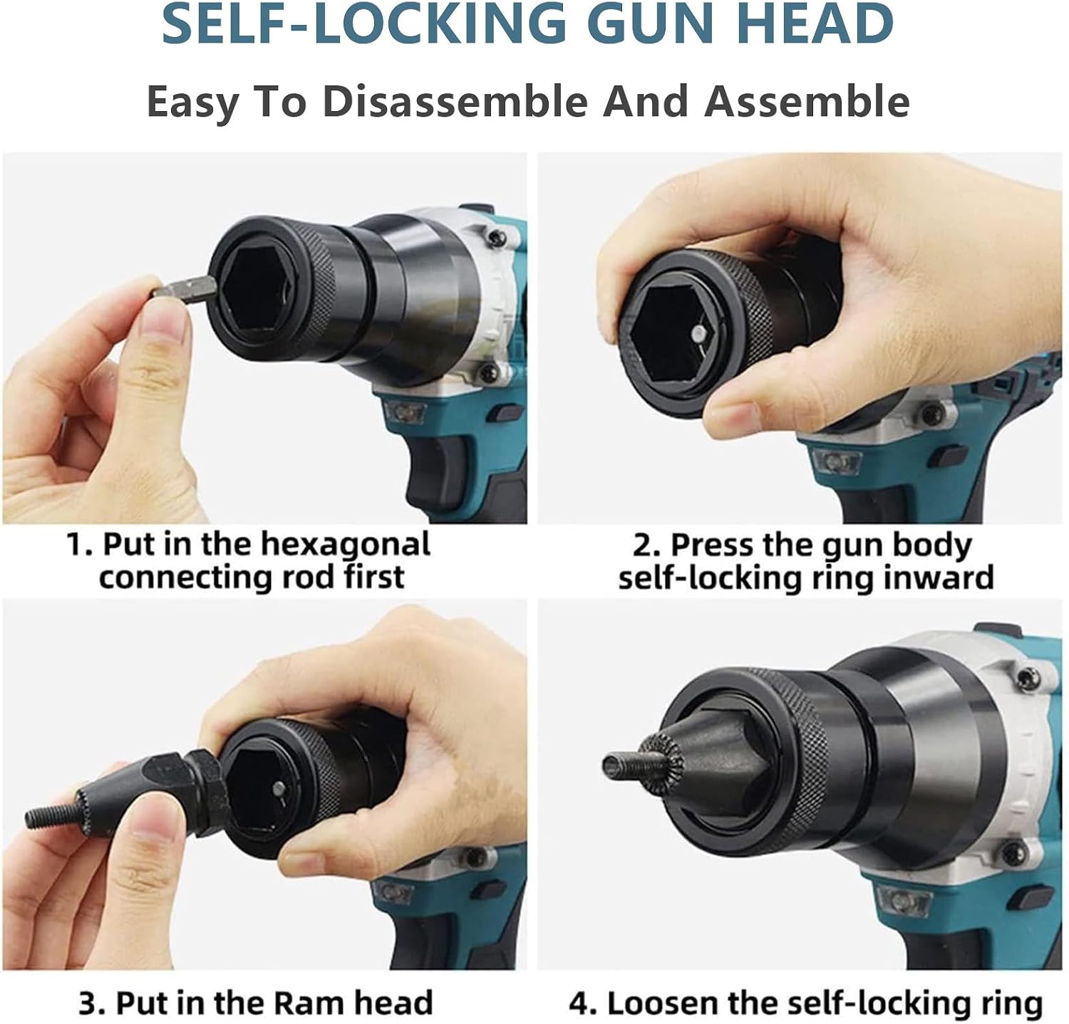 2-in-1 Cordless Rivet Nut Gun Set,Portable Automatic Rivet Gun with M3/M4/M5/M6/M8/M10/M12 Battery Powered Pop Rivet Insert Installation Tool,2Battery-5200mAh