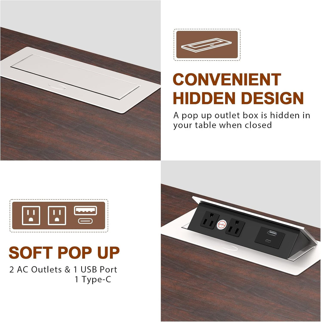 HIFYOBRO 24' Tall End Table with 2 Drawers and Charging Station, Type-C & USB Port & Power outlets, Wooden Storage Cabinet, 21' W Large Side Table with Storage for Living Room and Bedroom (Espresso)