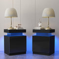 oneinmil LED Nightstands Set of 2, Night Stand with Storage Cabinet for Bedroom, Bedside Table with LED Lights, Modern End Side Table, Black