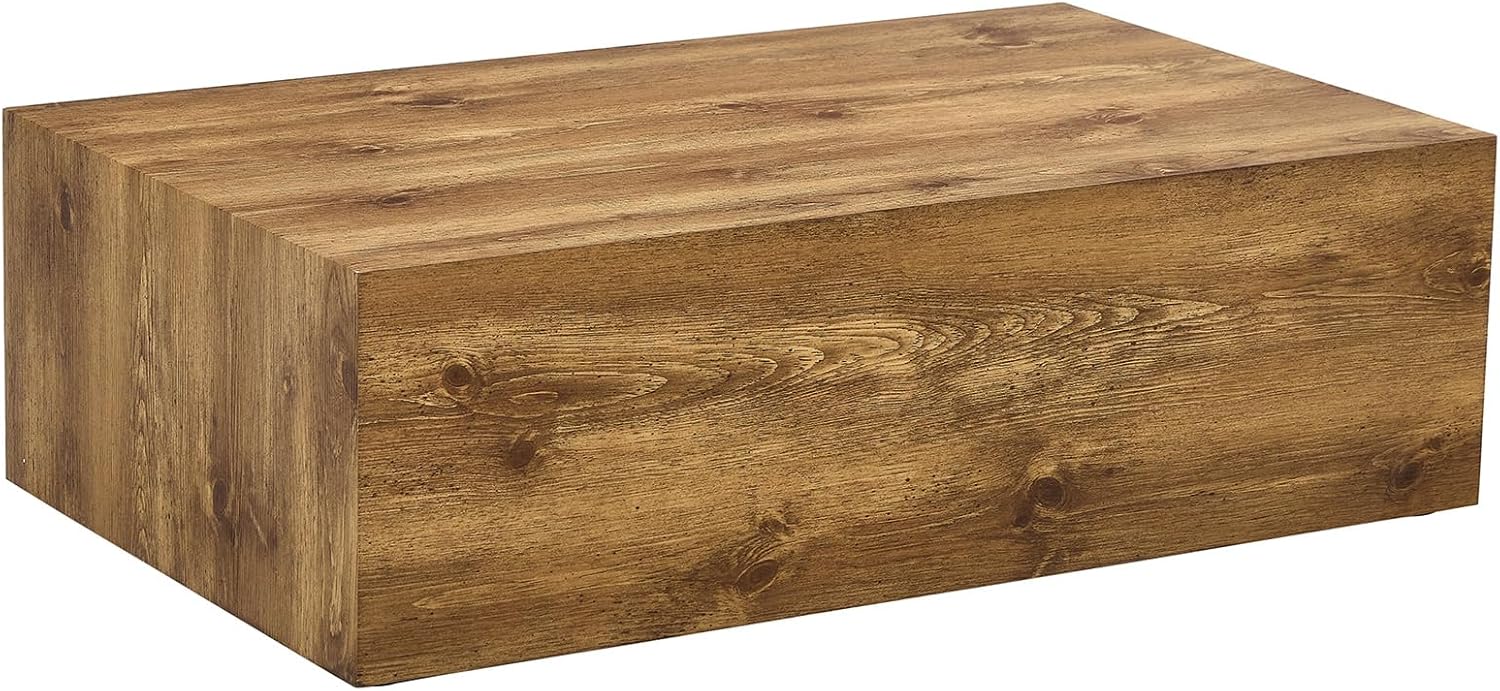 Rustic Brown Coffee Table for Living Room Rectangular Center Tables Modern Elegant Wooden Cocktail Table for Home Office -Fully Assembled