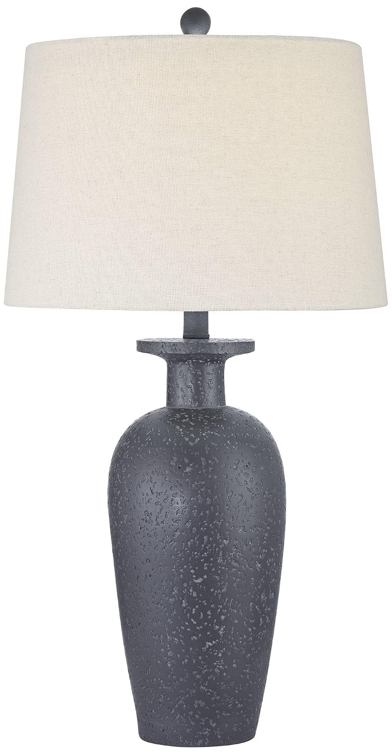 360 Lighting Glenwood 28' Tall Farmhouse Rustic Country Cottage 3-Way Table Lamps Set of 2 Charcoal Gray Living Room Bedroom Bedside Nightstand House Office Home Reading Kitchen Entryway White Shade