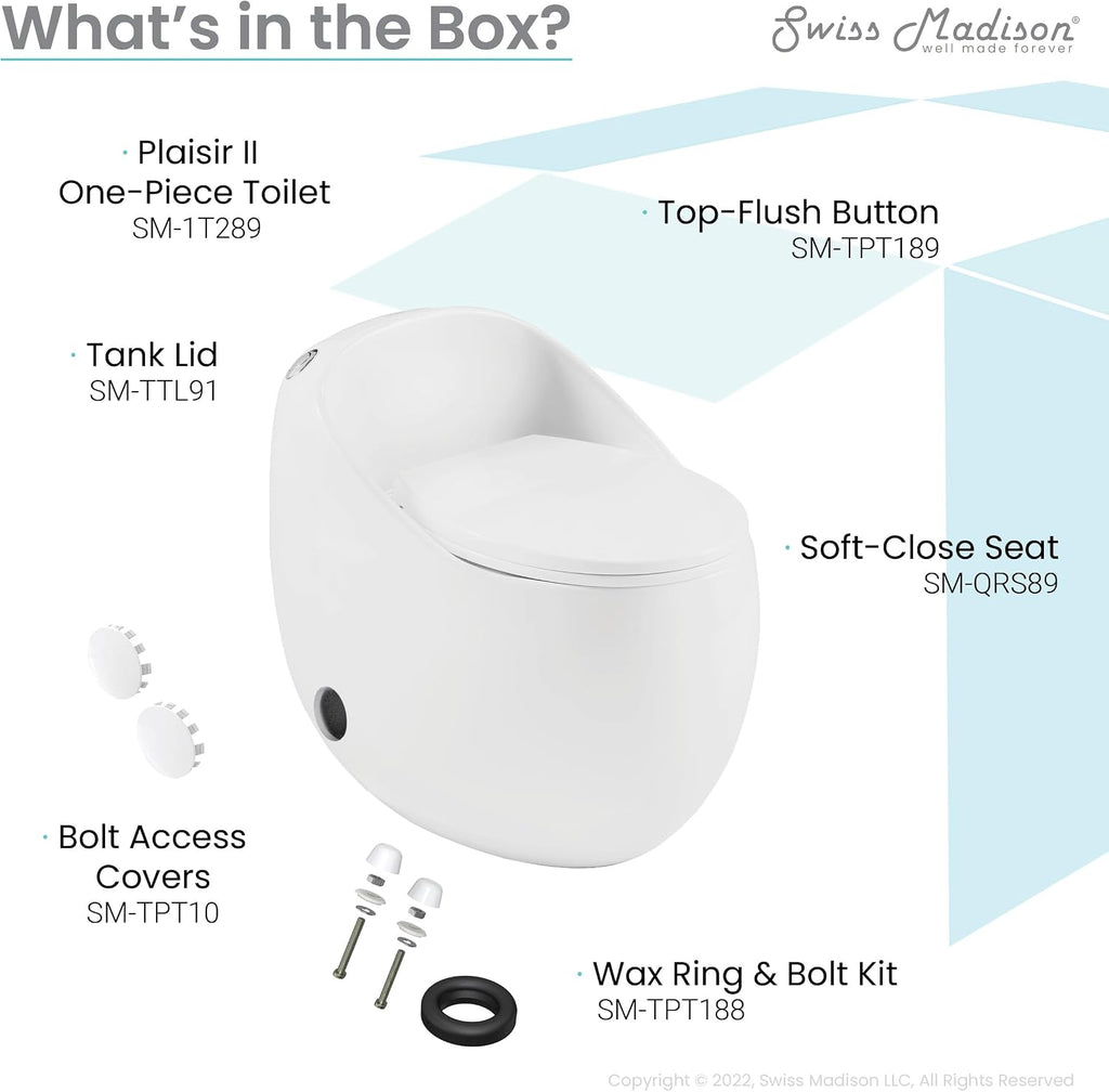 Plaisir II One-Piece Elongated Toilet Top Flush 1.28 GPF