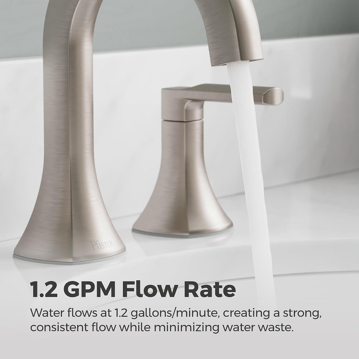 Pfister Vaneri 2-Handle Widespread Bathroom Sink Faucet 3-Hole NSF Certified Spot Defense Brushed Nickel Finish with Push & Seal Drain TiteSeal Technology LF049VRIGS