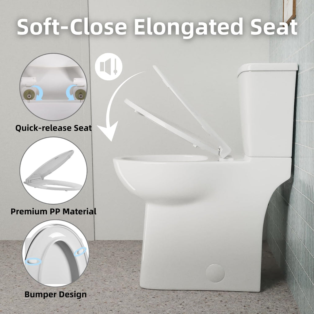 21 Inch Tall Toilet With Skirted Design, Los Flexi Two Piece Extra High Toilet for Tall Height & Seniors, 1.1/1.28 GPF Dual Flush, Powerful Siphon Jet, Quick Install and Soft-Close Seat, 12'' Rough-In
