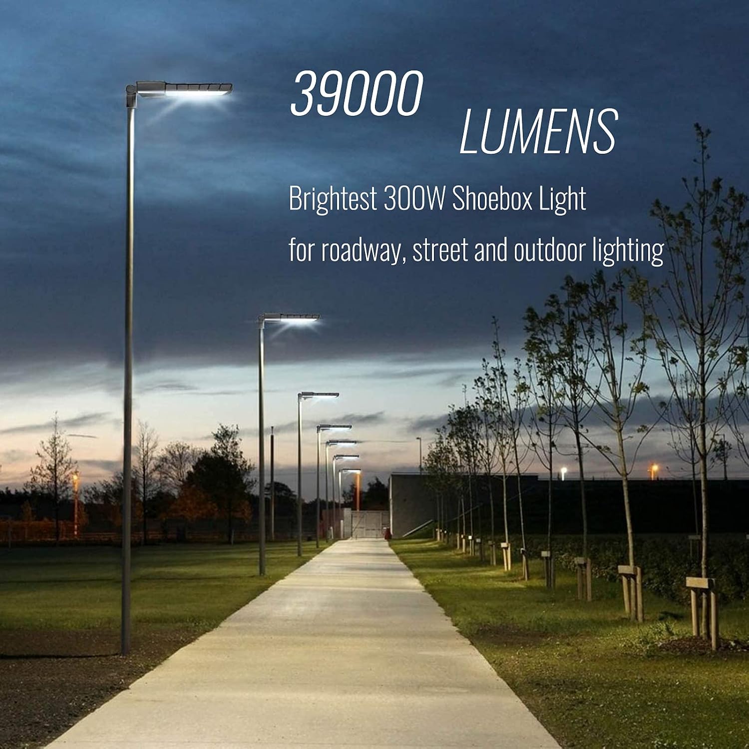 LED Parking Lot Lights 300W Shoebox Light Pole Fixture Lighting Outdoor Site Street Area Light Garage Lighting Road Light 39000 Lumen Daylight White 5000K