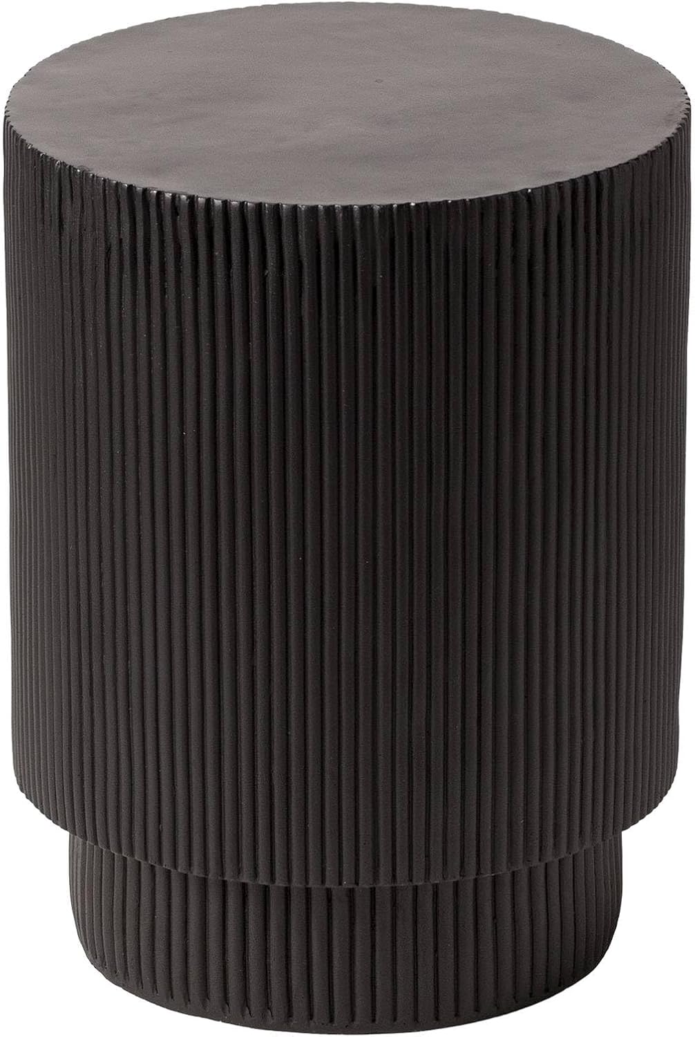 LeisureMod Modern Side Table Round Fiberstone Top Accent End Table for Home, Outdoor Patio, Living Room Sofa, Weather-Resistant, Eden Series in Black