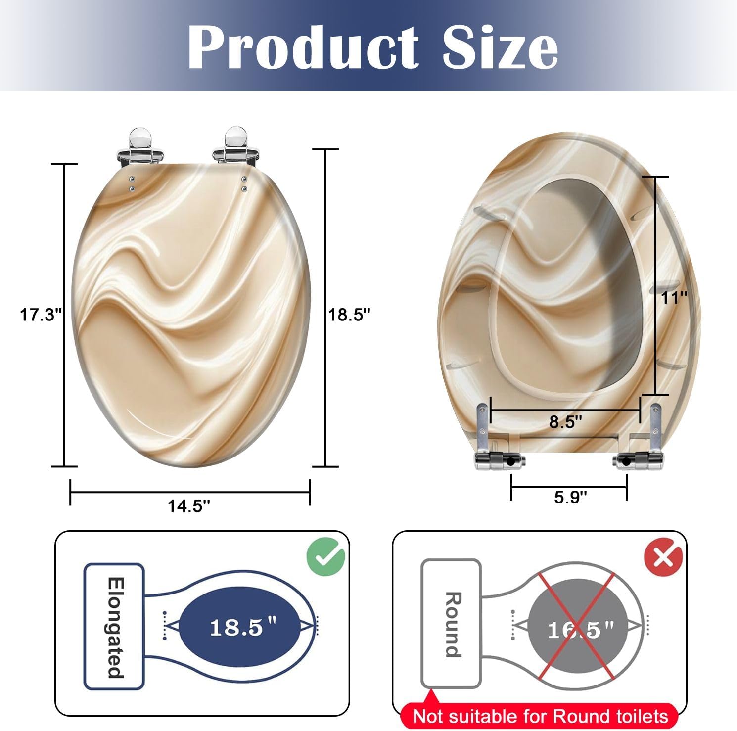Elongated Toilet Seat Close up mayonnaise cream texture 3D render Resin Toilet Seat Slow Quiet Close with Quick-Release Hinges Toilet Seat with Cover Easy to Clean Install
