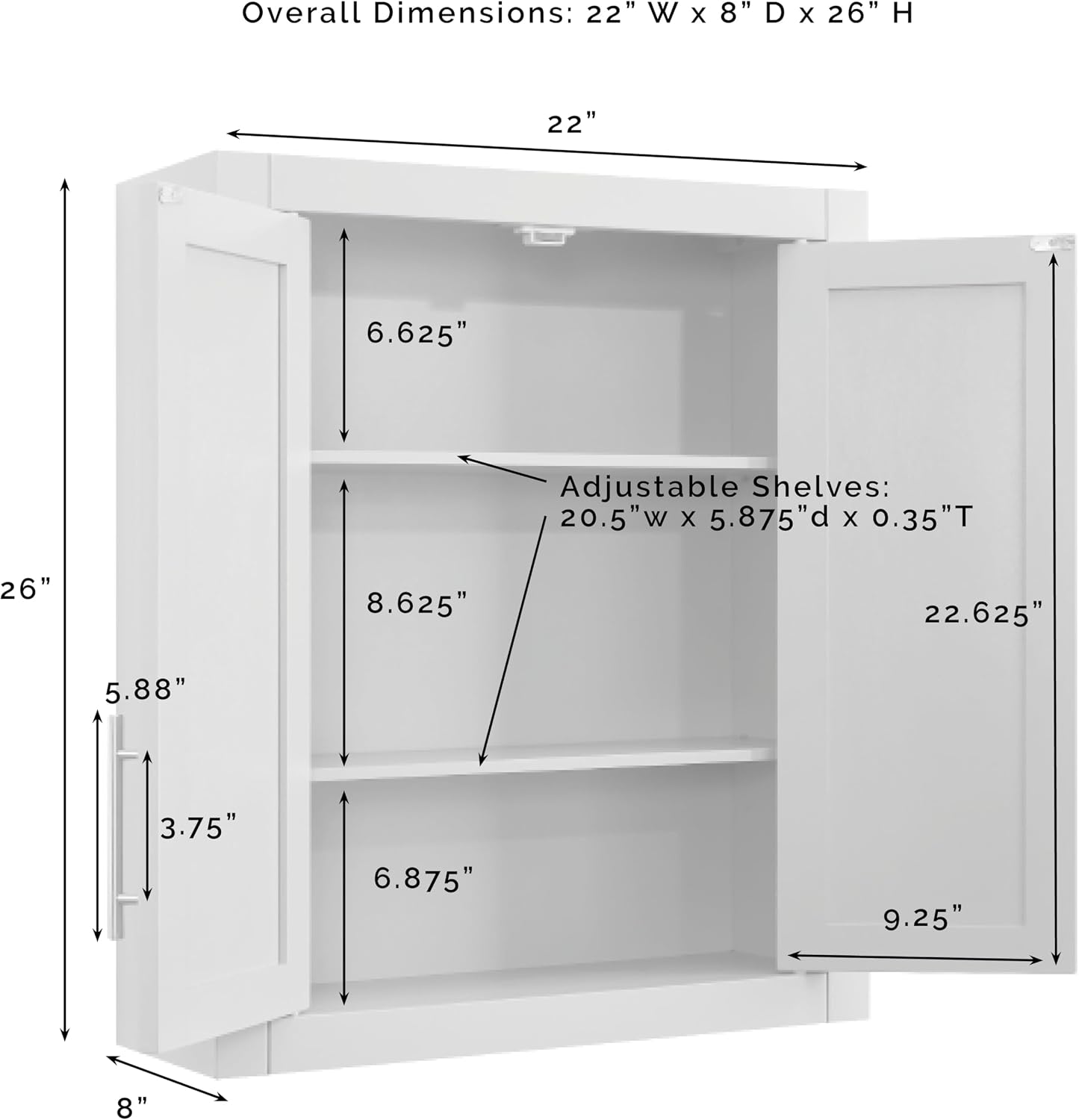 Crosley Furniture Savannah 2-Piece Wall Storage Cabinet, Cabinets for Laundry, Bathroom, Kitchen, White