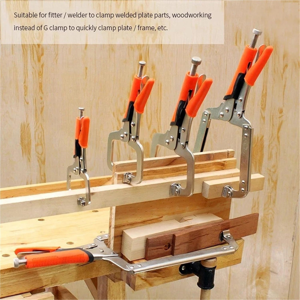 C Type Clip Vise Grip Woodworking Face Clamps 6/9/11/14/18-inch Locking Plier Multi-Function Steel Vise Grip Pliers(14-inch)