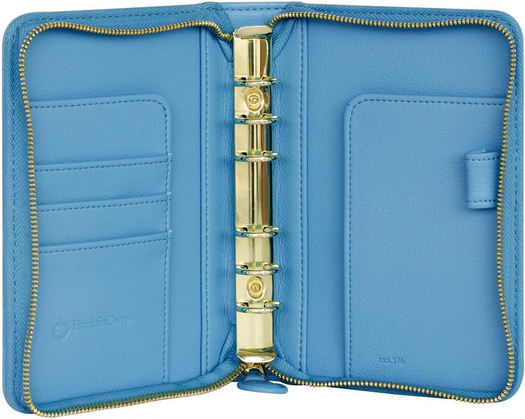 FranklinCovey - Thalia Ring-Bound Binder for FranklinCovey Planners | Simulated Leather - Zipper Binder (Pocket, Blue Lagoon)