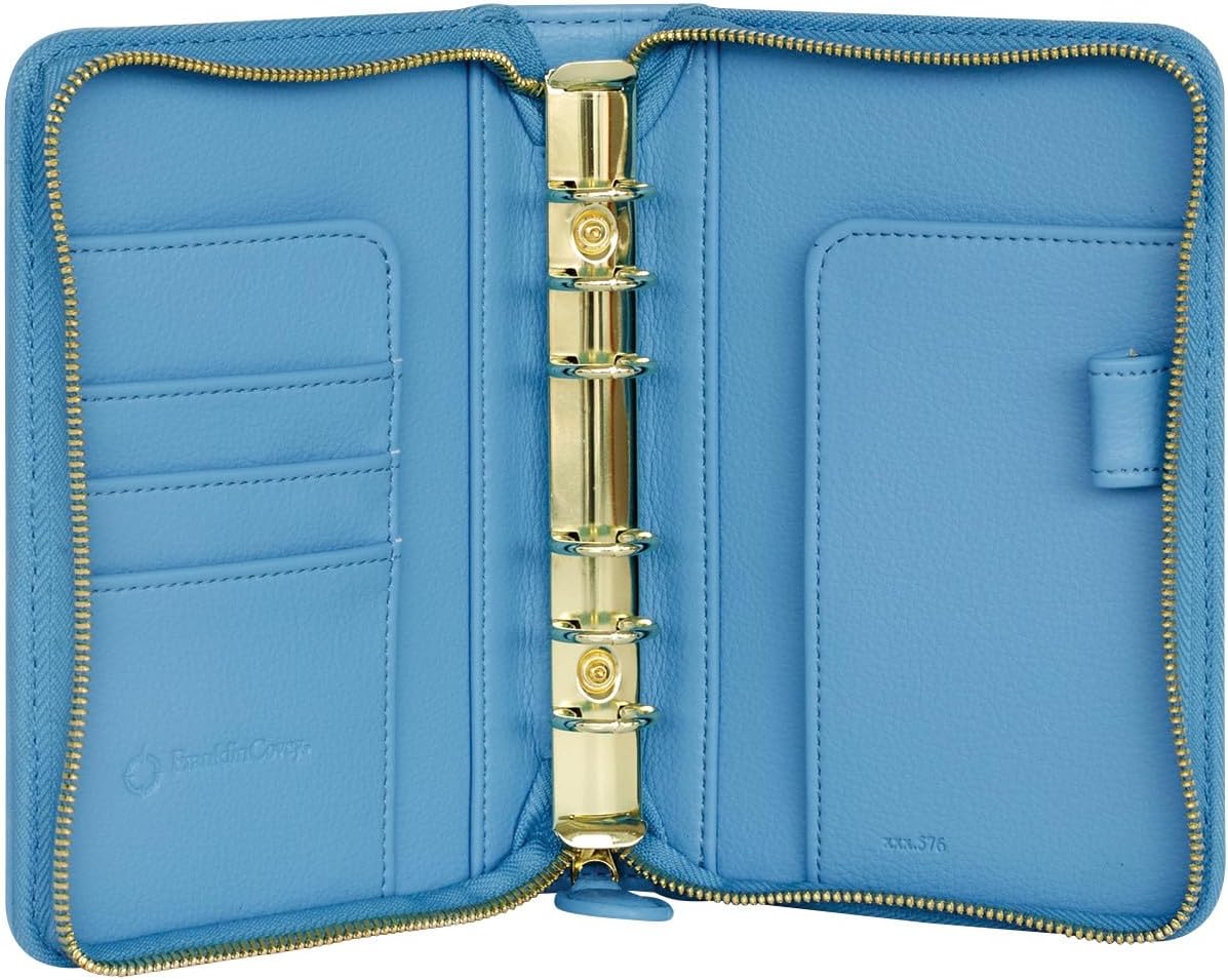 FranklinCovey - Thalia Ring-Bound Binder for FranklinCovey Planners | Simulated Leather - Zipper Binder (Pocket, Blue Lagoon)