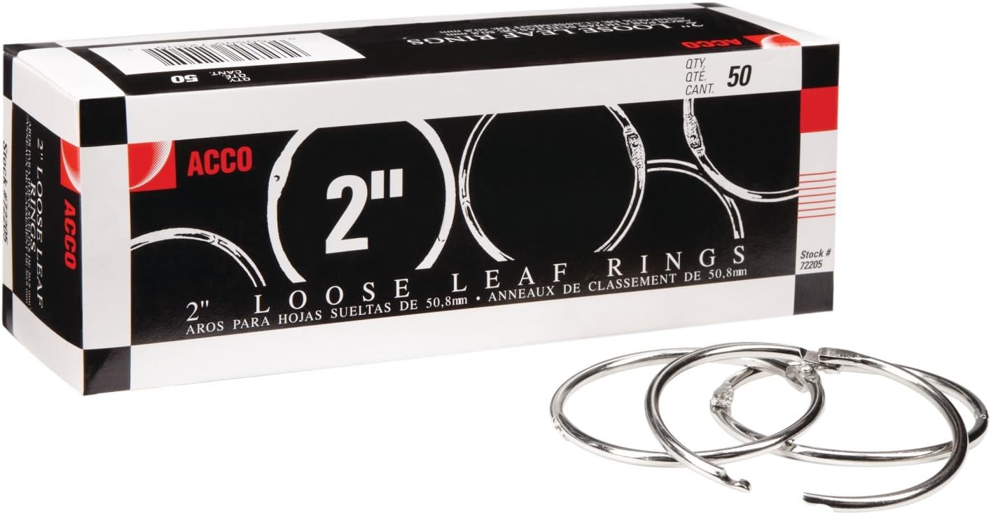 ACCO Loose Leaf Binder Rings, 2', Silver, 50 Rings/Box (A7072205CS) (Pack Of 30)
