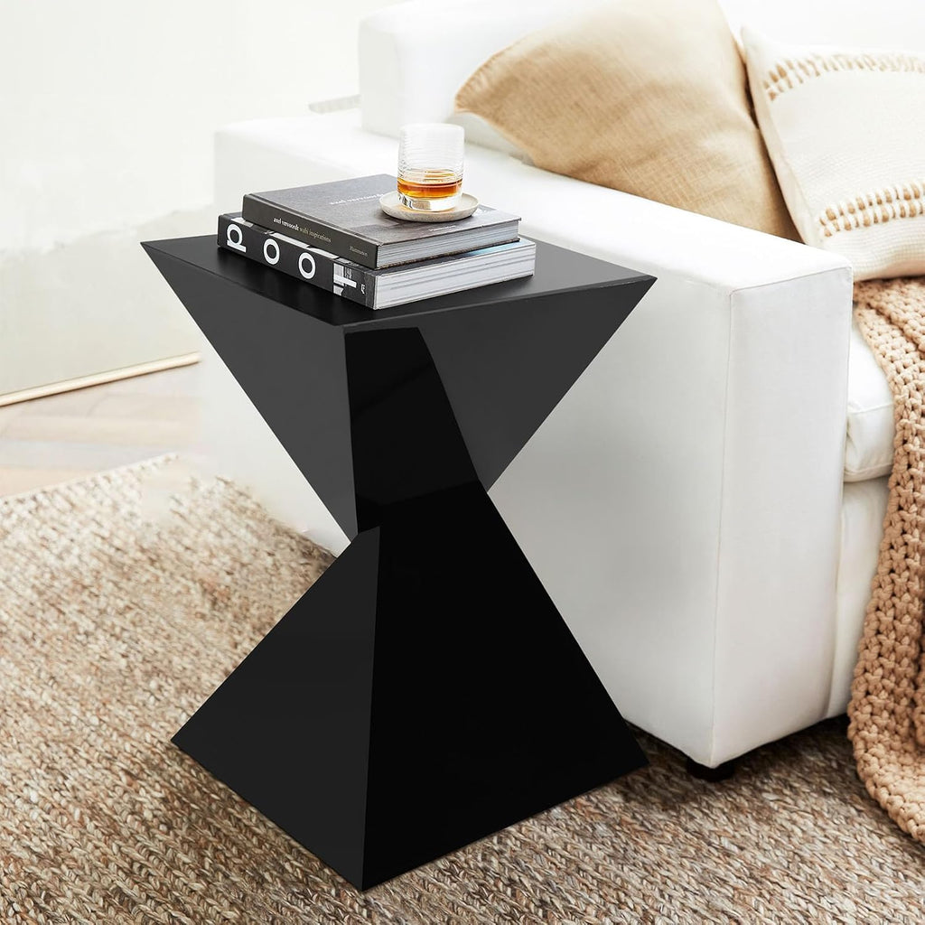 BECHAEO Black Acrylic Side Table Set of 2, Small End Tables for Small Spaces, Modern Acrylic End Tables Living Room Bedroom Nightstand with Irregular Design, Lightweight Farmhouse Outdoor Side Tables