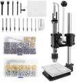 Leather Press Machine,Hole Puncher for DIY Leather Craft,Manual Press Punch Tools,with 400Pcs Grommet,9 Round Punches (1.5-6mm), 4 Stitching Prongs, 480 Rivets | Stainless Steel Pillar | Punch Puller