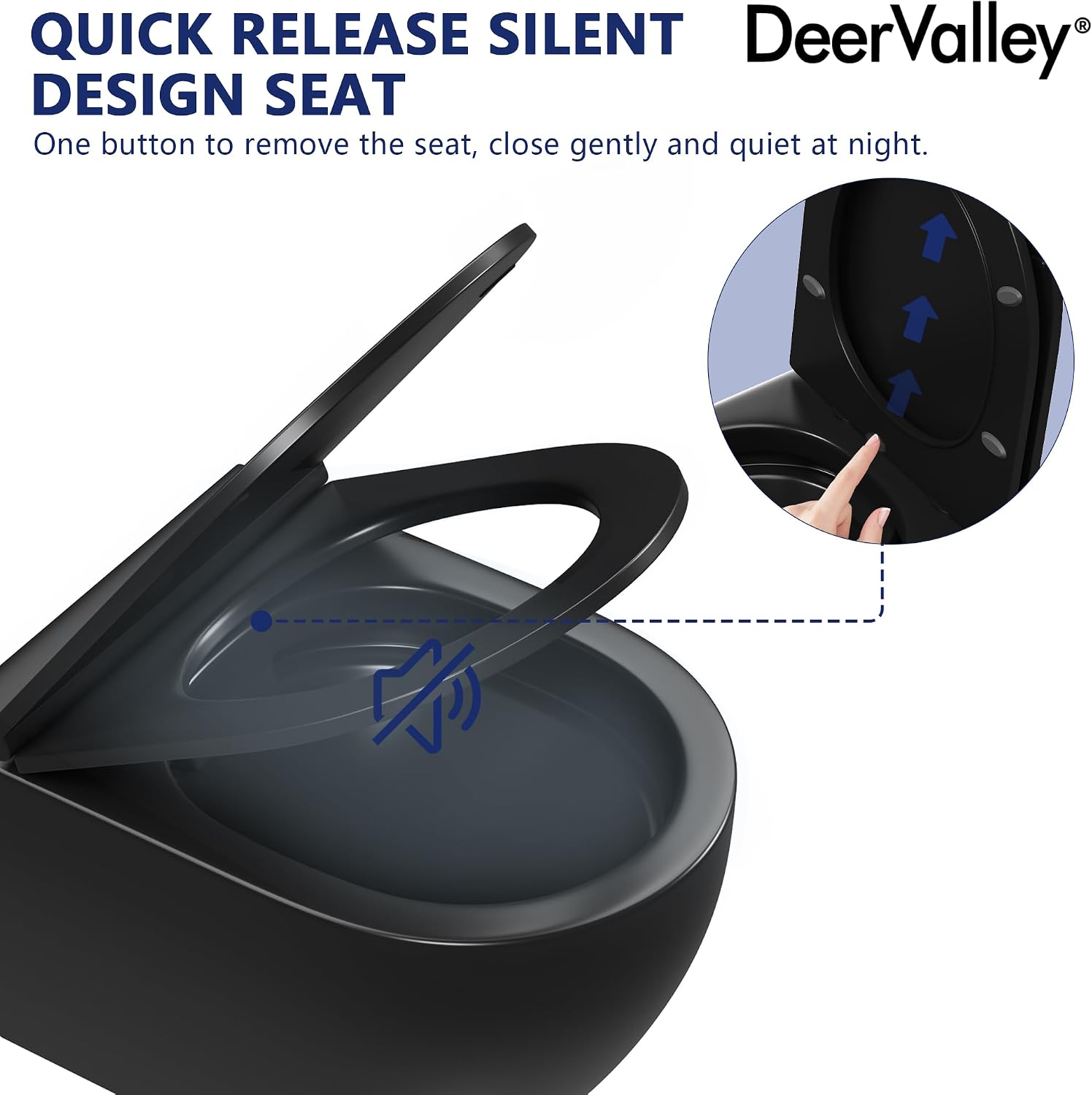 DeerValley In-Wall Toilet Combo Set and Carrier System, Wall Hung Toilet with Tank, Wall Mounted Toilet with Soft Closing Seat, 1.1GPF/1.6 GPF Dual Flush, Black (2 Packages Separately)