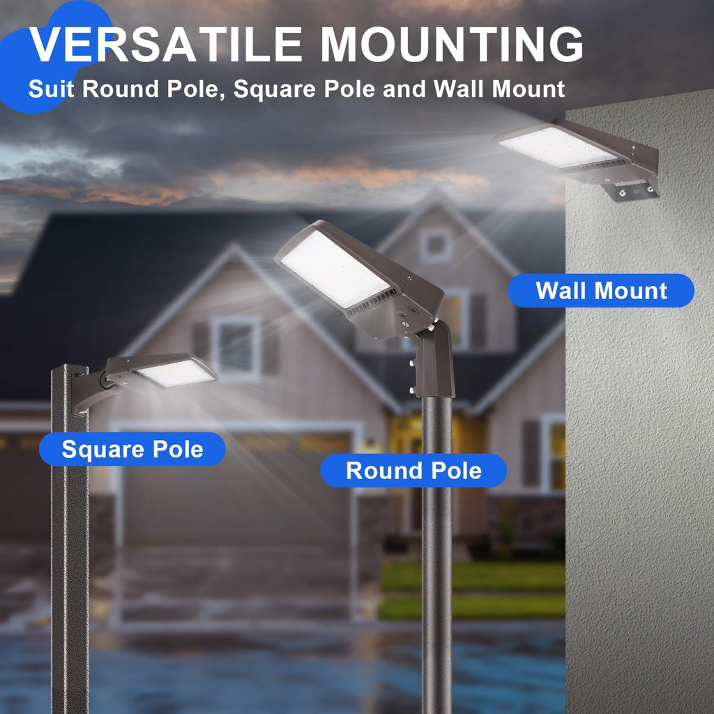 480V 150W LED Parking Lot Light, 21000LM (140lm/w) 5000K LED Shoebox Street Light (600W HID/HPS Equiv.), Slip Fitter Mount, Dimmable Outdoor Commercial Area Lighting, IP65 AC277-480V