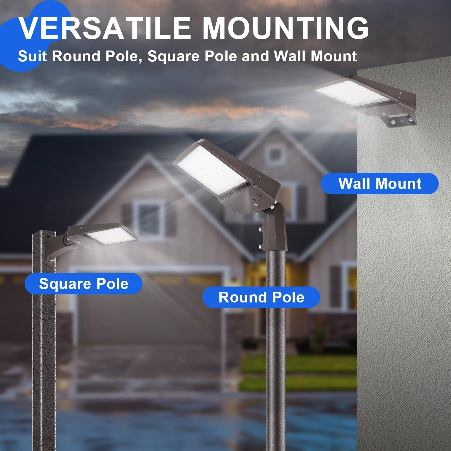 480V 150W LED Parking Lot Light, 21000LM (140lm/w) 5000K LED Shoebox Street Light (600W HID/HPS Equiv.), Slip Fitter Mount, Dimmable Outdoor Commercial Area Lighting, IP65 AC277-480V