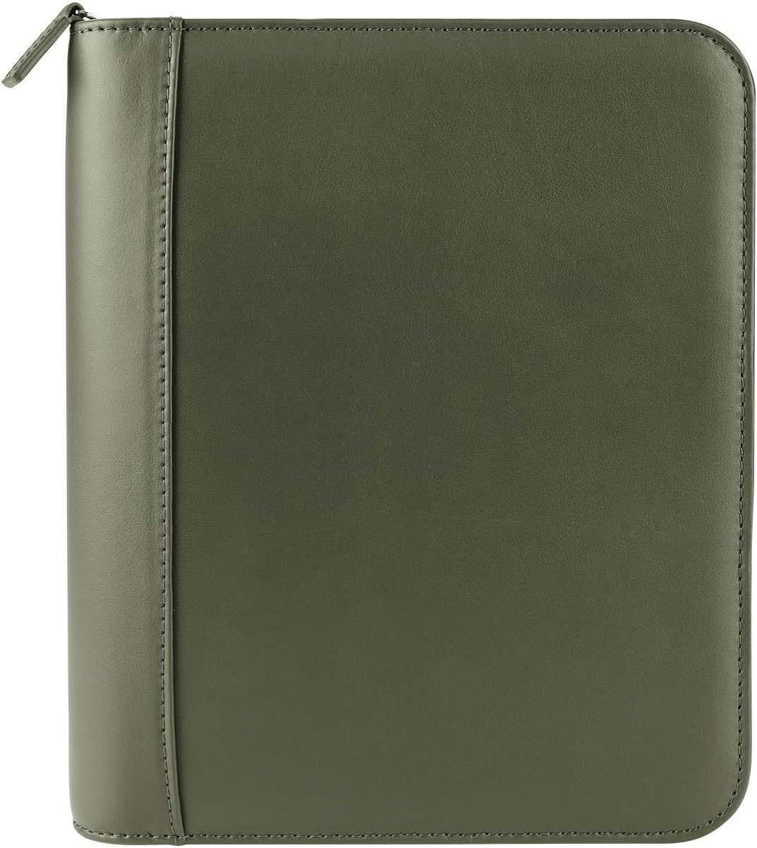 FranklinCovey - FC Signature Ring-Bound Binder for FranklinCovey Planners | Leather - Zipper Binder (Classic, Olive)
