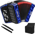 Accordions,22 keys Accordion,8 Bass Student Piano accordions Suitable for beginners and students Lightweight and portable, comes with a backpack and adjustable straps (8 Bass, Blue)