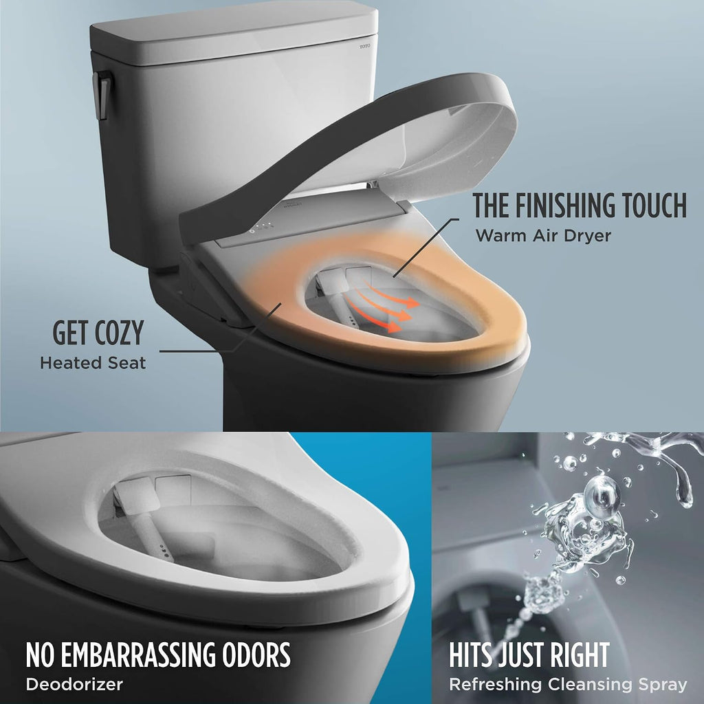 TOTO SW3036R#01 WASHLET K300 Bidet Toilet Seat Bundle with Drake Two-Piece 1.6 GPF TORNADO FLUSH Toilet