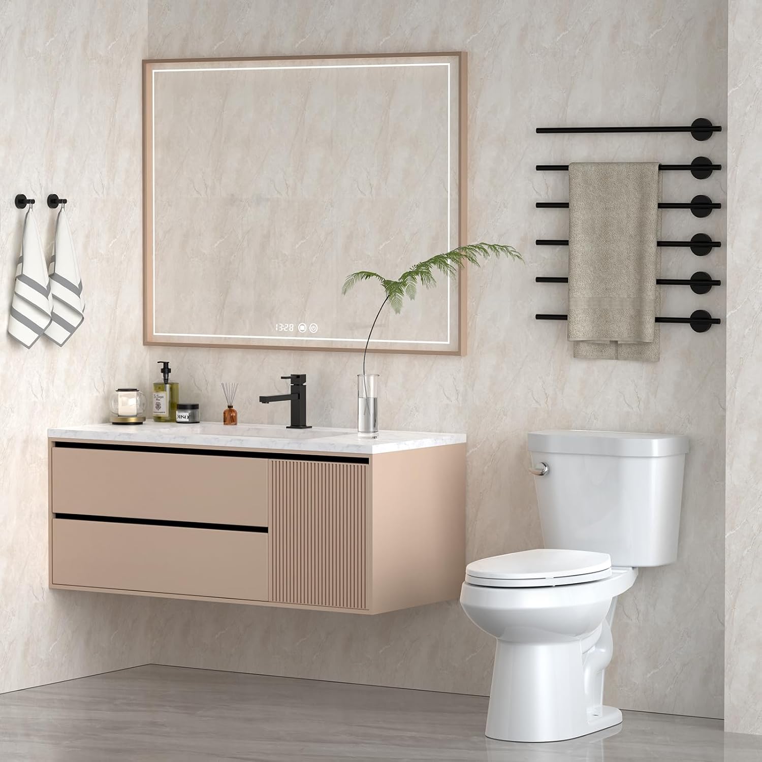 19 Inch Two-Piece Toilet with Elongated Bowl - Soft Close Seat, 1.28 GPF Siphonic Flush, Universal Height ADA Compliant, Cotton White