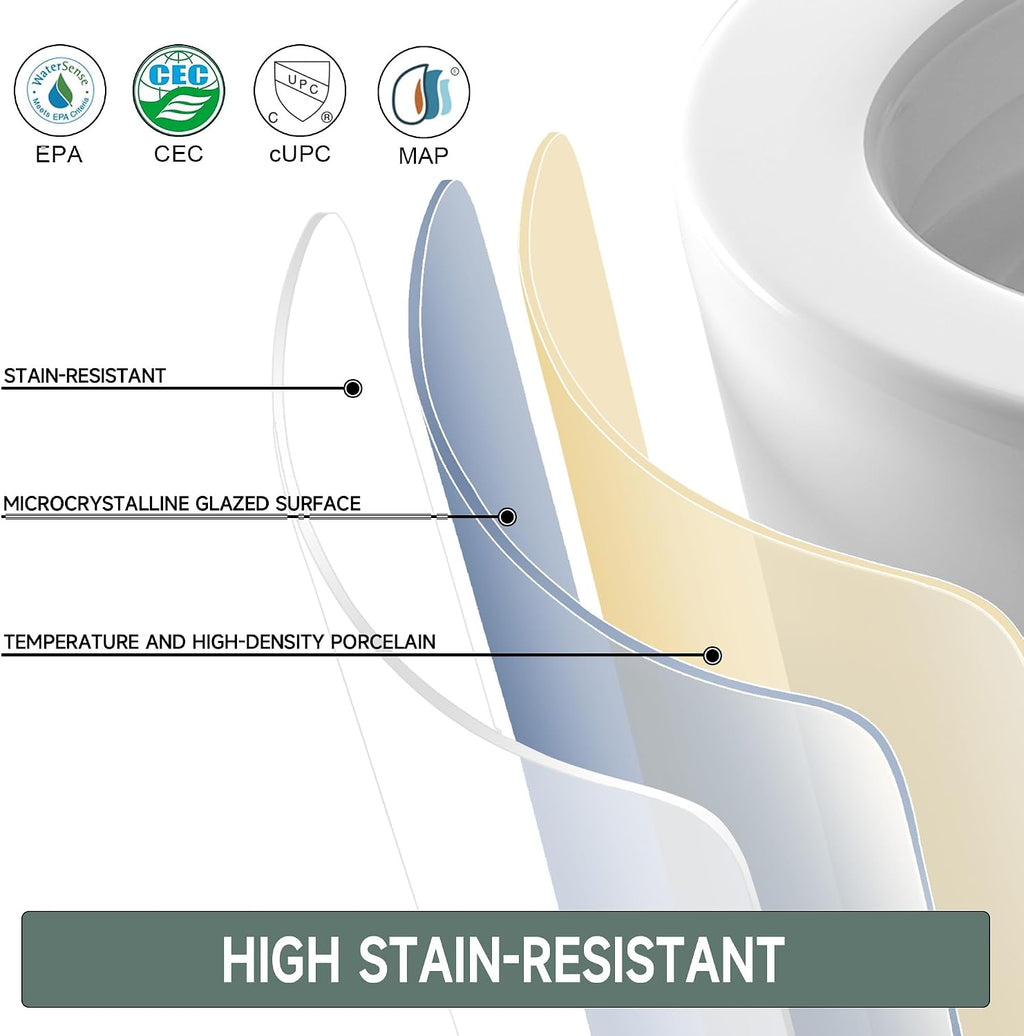 17 Inch Compact Tall Toilet ADA Height Seat 17.5', Powerful Tornado Flush, Two Piece Dual Flush 1.0/1.28 GPF, 12' Rough-in for Bathroom, Comfort Bowl Heigh 16.75', White