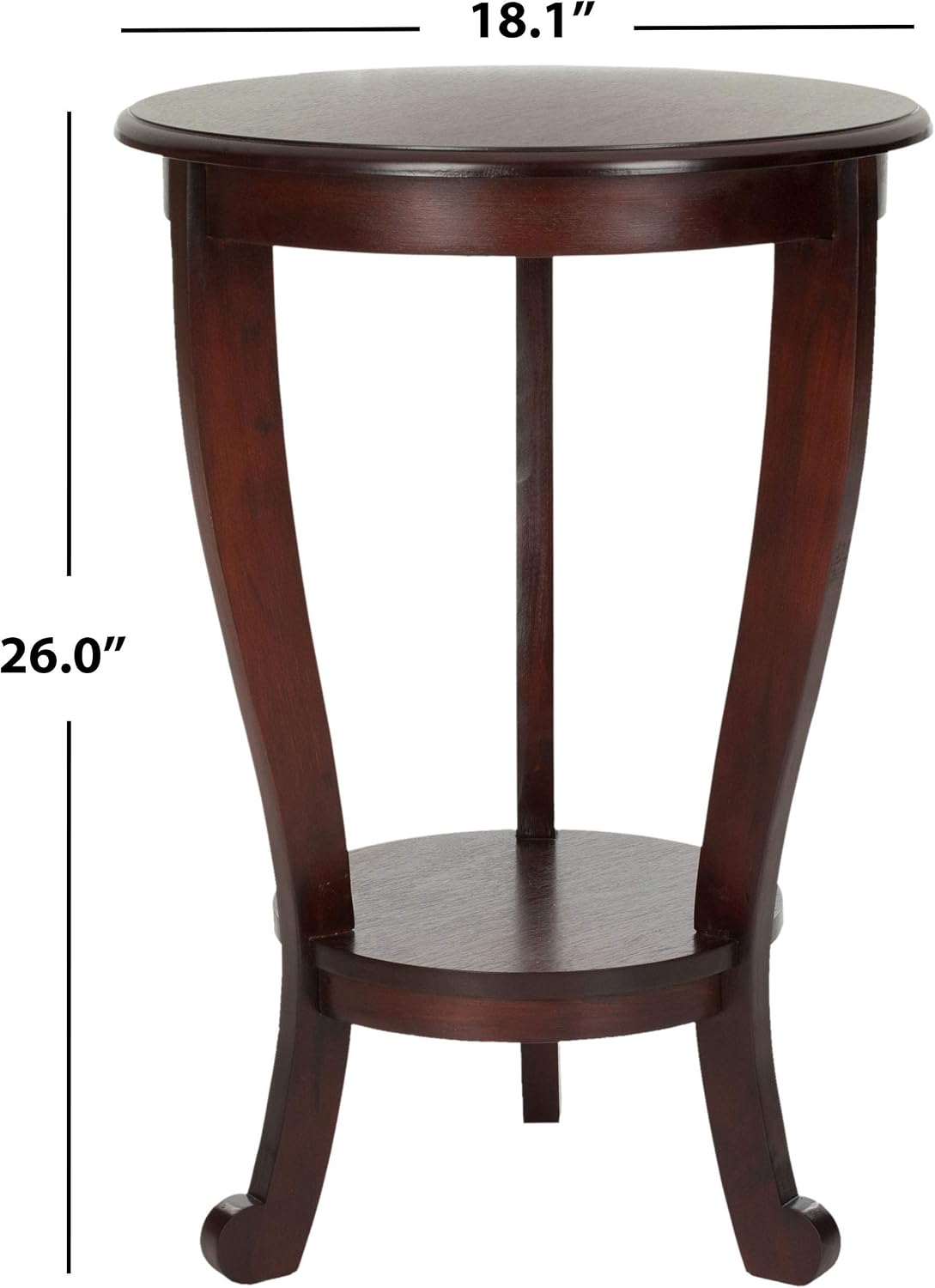 SAFAVIEH Furniture - Mary Pedestal Table - Dark Cherry - Solid Wood - Farmhouse Pedestal Design - Ideal for Living Room, Entryway, Home Office, 18.1' W x 18.1' D x 26' H (AMH5711D)