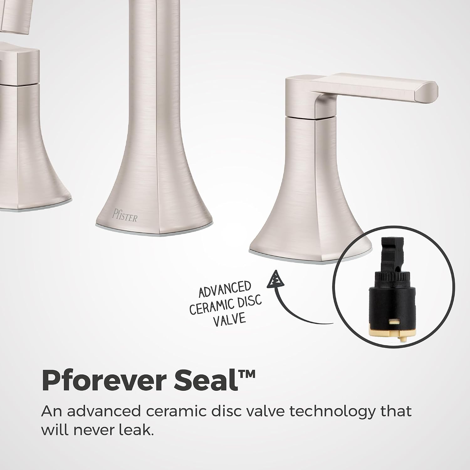Pfister Vaneri 2-Handle Widespread Bathroom Sink Faucet 3-Hole NSF Certified Spot Defense Brushed Nickel Finish with Push & Seal Drain TiteSeal Technology LF049VRIGS