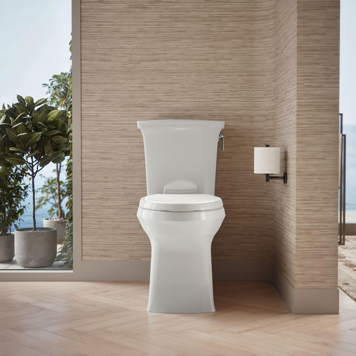 KOHLER 3814-RA-0 Corbelle Comfort Height(R) elongated 1.28 gpf toilet with skirted trapway and Revolution 360 swirl flushing technology and right-hand trip lever (2 Piece), White