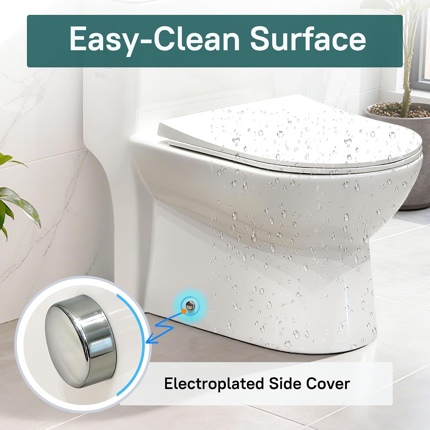 W2121D One-Piece Dual Flush Toilet, 0.8/1.28 GPF,360° Tornado Flush, Elongated D-Shape Bowl, 12-In Rough-In, White, Soft-Close Seat, EPA & WaterSense Certified