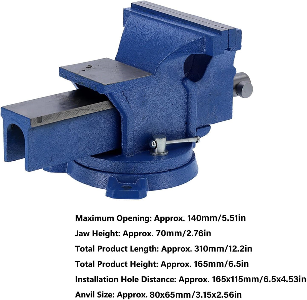 Bench Vise, 6in Locking Bench Vise, 360 Degree Swiveling Base Soldering Bench Vise with Anvil, Non‑Slip Manual Locking Multipurpose Bench and Pipe Vise