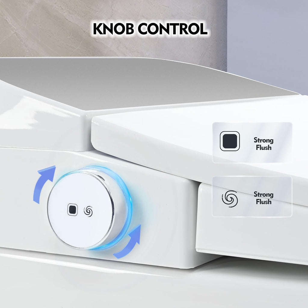 Smart Bidet Toilet with Auto Open & Close Seat, Elongated One Piece Self Flushing Toilet, Heated Seat Warm Water Sprayer, Foot Sensor Operation, Modern Electric Toilet for Bathroom Renovation
