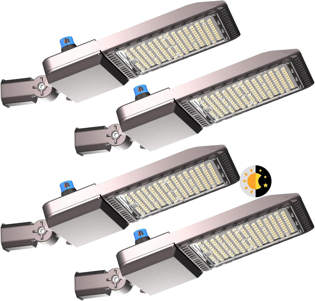 4Pack 240W LED Parking Lot Light (60000LM Eqv 1000W HID/HPS) 5000K SlipFitter Mount LED Pole Light with Dusk to Dawn Photocell IP65 Outdoor Area Lighting for Driveway/Yard/Barn/Backyard-7Yrs Warranty