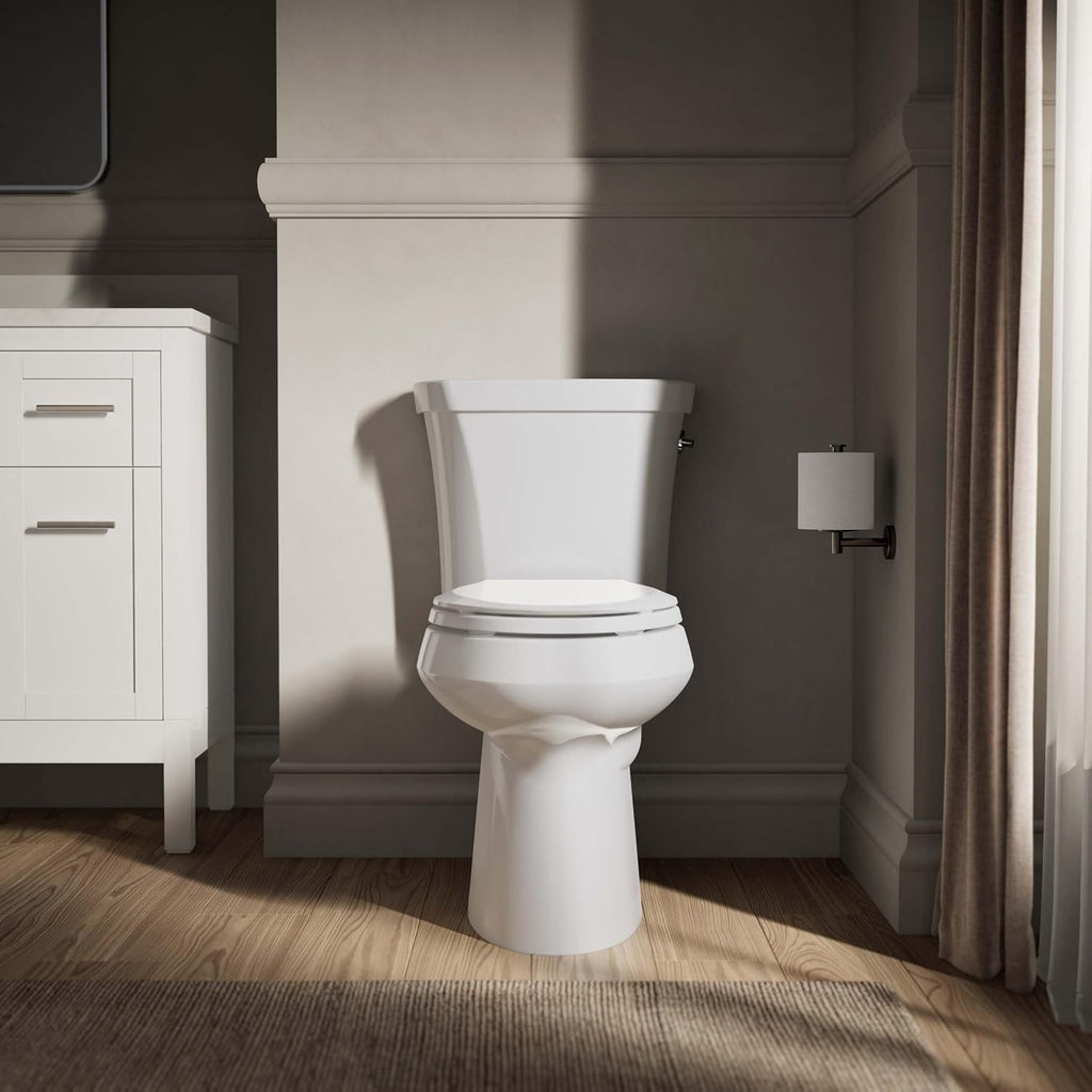Kohler K-6393-RA-0 Highline Comfort Height Two-Piece Elongated Dual Toilet with Class Five Flush Technology and Right-Hand Trip Lever White