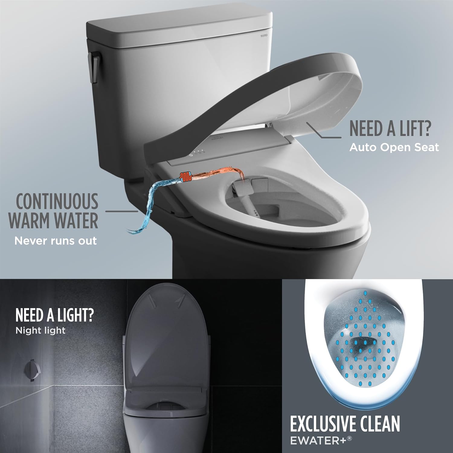 TOTO® WASHLET®+ Connelly® Two-Piece Elongated Dual Flush 1.28 and 0.9 GPF Toilet and Classic WASHLET S7A Classic Bidet Seat, Cotton White - MW4944734CEMFG#01