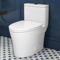 HOROW T0307W Elongated One Piece Toilet, Small Compact with Soft Close Seat, 1.1/1.6 GPF Powerful Dual Flush Toilet for Small Bathroom, 12' Rough-In Standard Toilet Bowl, White Modern Toilet