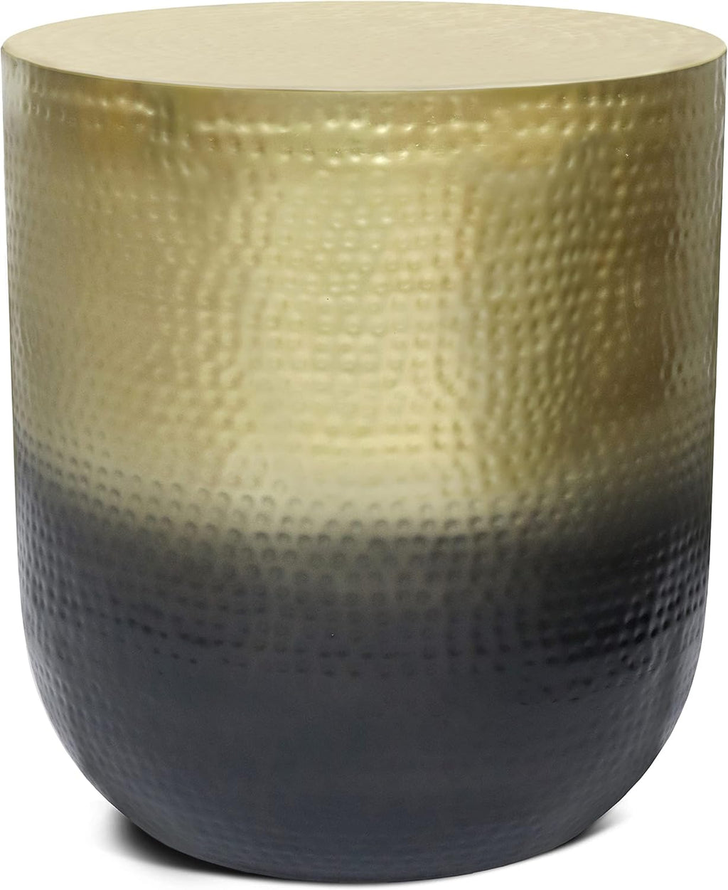 SIMPLIHOME Nova Metal Table - 19 inch Wide Round Iron Accent Table in Gold Ombre, Boho Drum Side Table for Living Room, Bedroom, or Office with Distinctive Textured Finish, Assembled