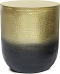 SIMPLIHOME Nova Metal Table - 19 inch Wide Round Iron Accent Table in Gold Ombre, Boho Drum Side Table for Living Room, Bedroom, or Office with Distinctive Textured Finish, Assembled