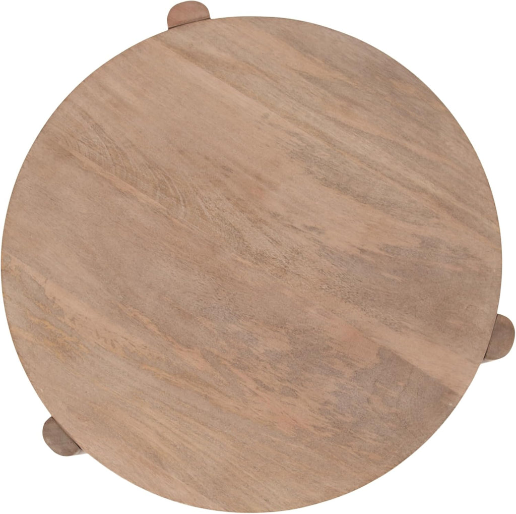 Kate and Laurel Vola Round Wood Side Table, 17 x 17 x 18, Natural Wood, Transitional End Table for Use as Bedside Nightstand, Living Room Ottoman, or Bedroom Vanity Stool