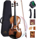 ALLSET 1/2 Full Size Acoustic Violin Kit for Beginners | Polywood Handmade Violin with Hard Case, Bow, Rosin, Shoulder Rest, Tuner & Extra Strings | Violin for adults | Glossy Brown