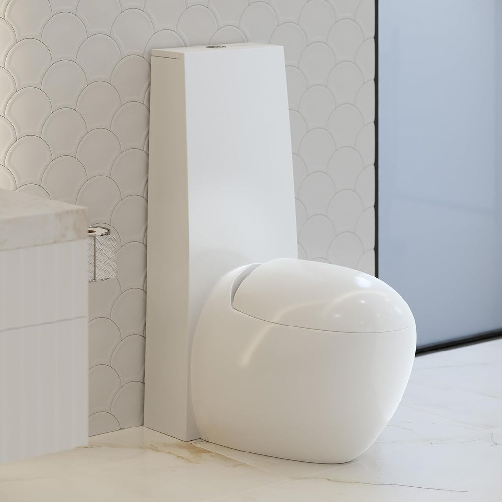 Swiss Madison Plaisir One-Piece Toilet, ADA Toilet, Elongated Egg Toilet Dual-Flush 1.1/1.6 gpf, Glossy White