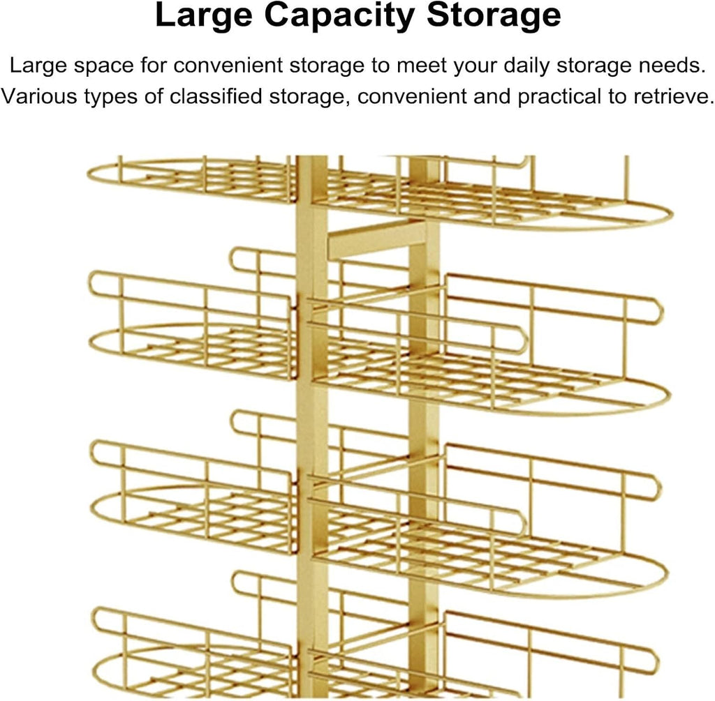 Large Multi-Layer Hat Rack Stand For Baseball Caps/Cowboy Hats/Full Brim Hats, Standing Retail Display(Gold,60x30x102cm)